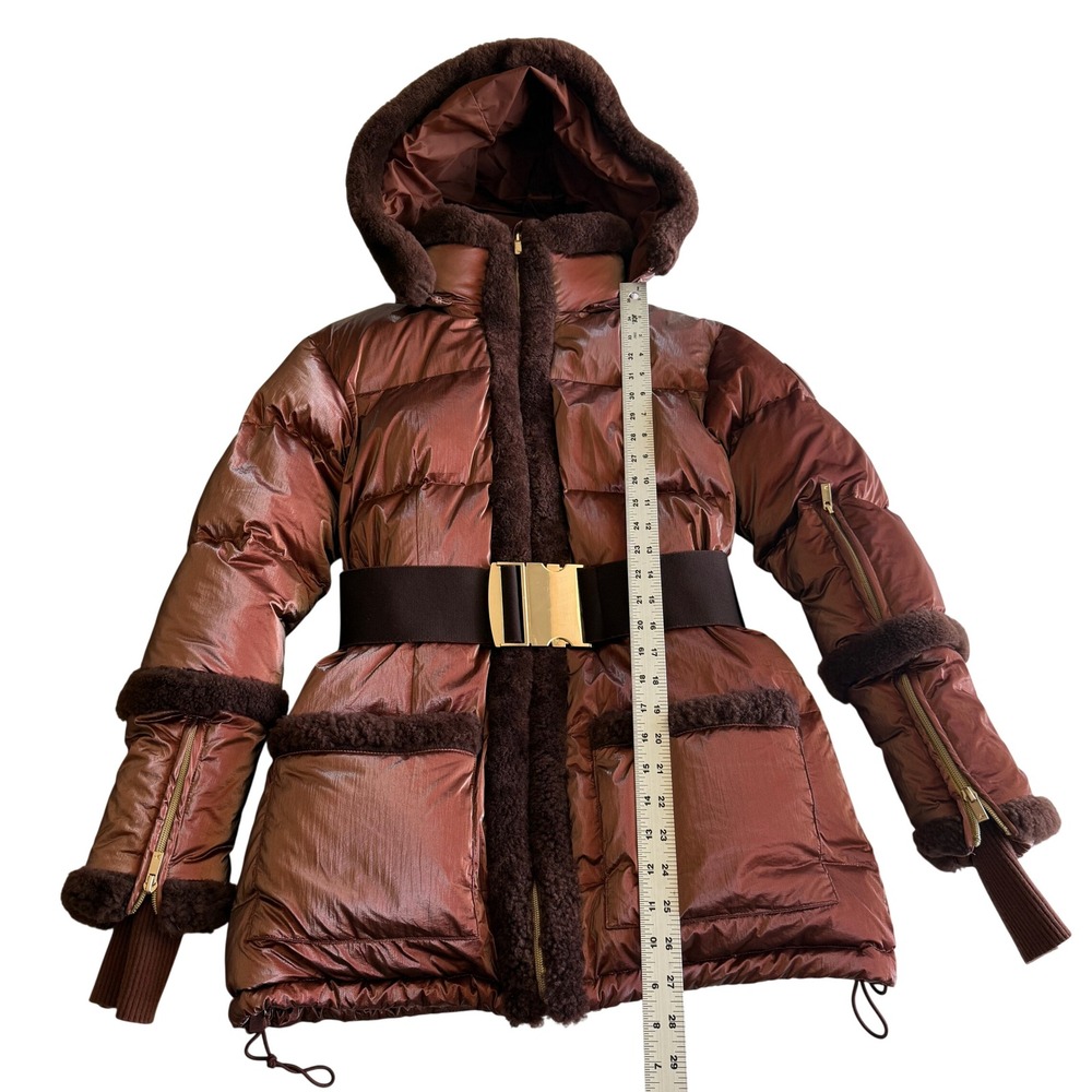 My Sunday Ski Shearling Pioneer Hooded Puffer Ski Jacket Cherry Chocolate sz S - Picture 15 of 15